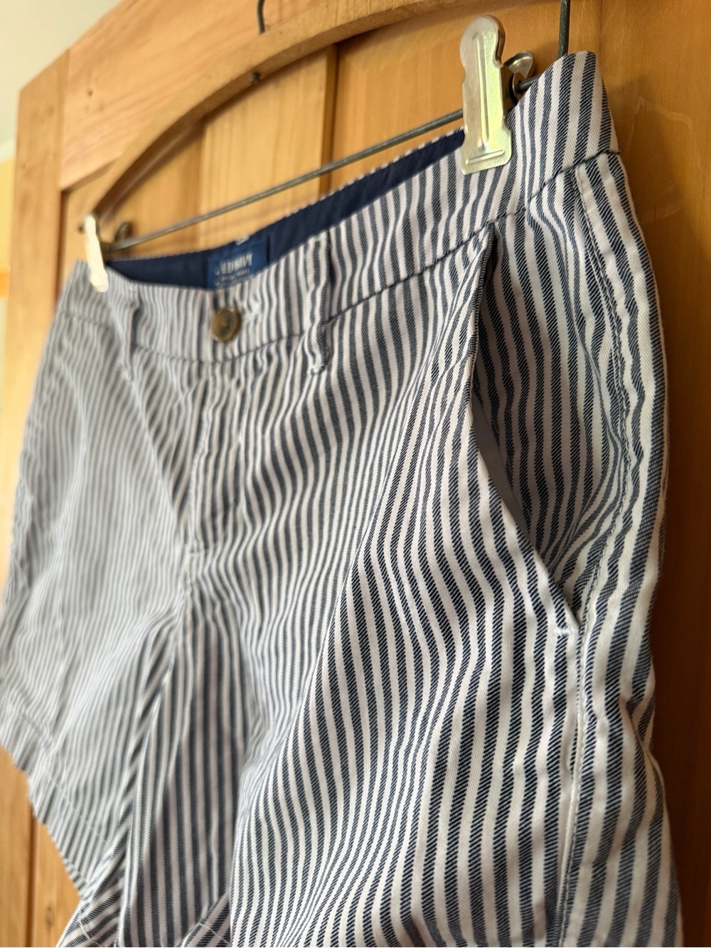 Old Navy Navy & White Striped Cotton Bermuda Shorts - Picture 2 of 4